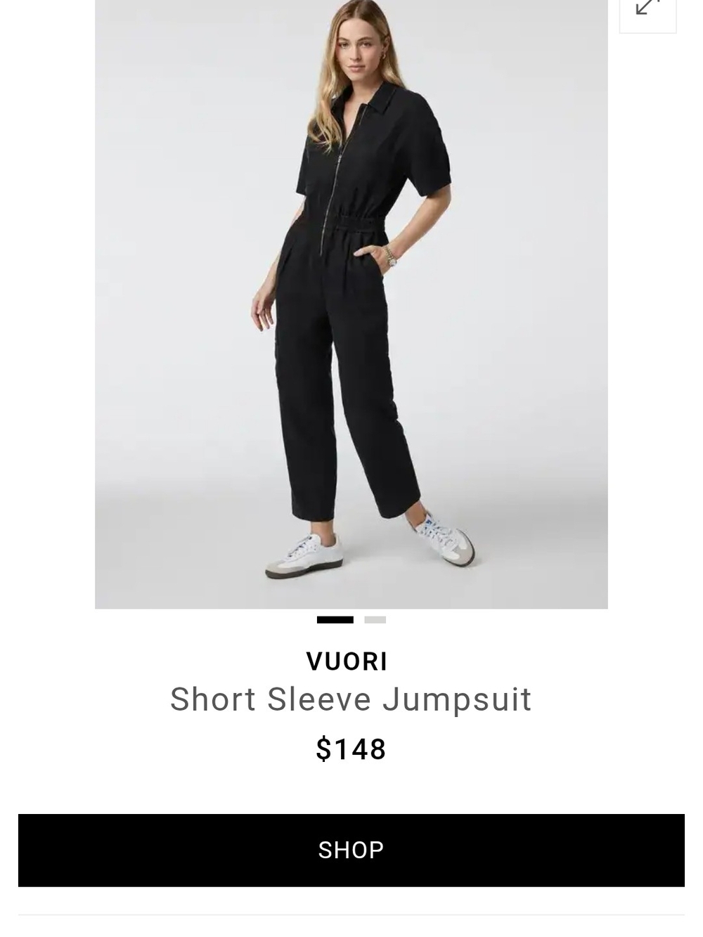 Vuori Coastline Short Sleeve Jumpsuit in Black